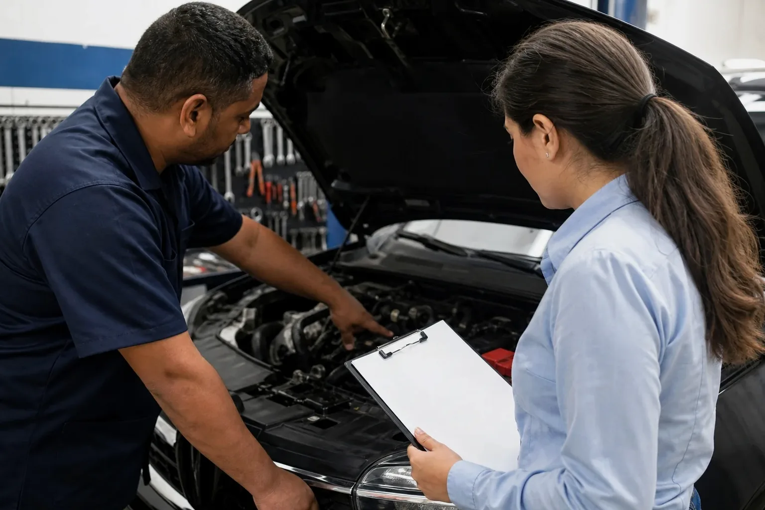 Profissional trabalhando no cadastro de motor.