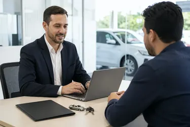 Profissional trabalhando no licenciamento de um veículo.
