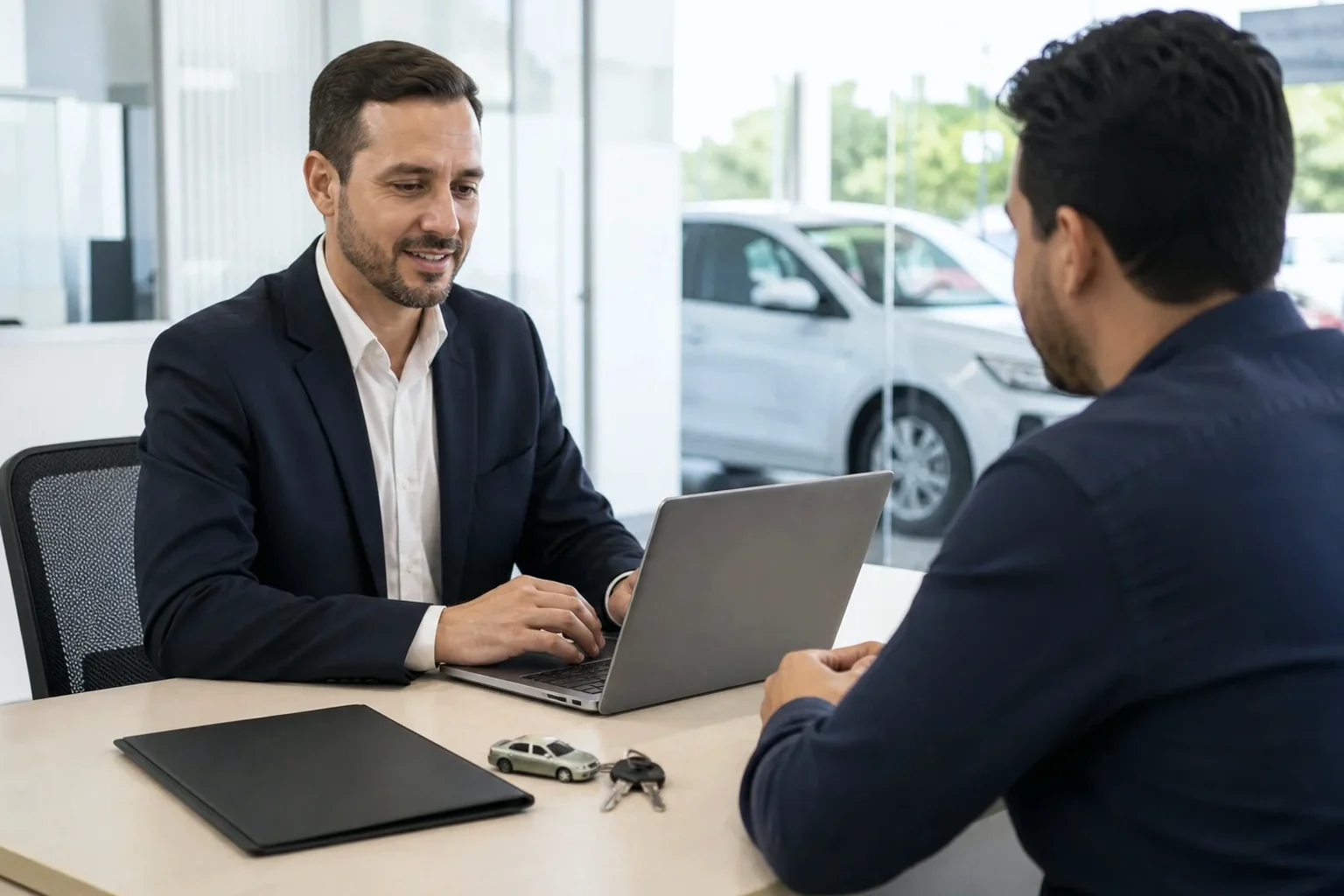Profissional trabalhando no licenciamento de um veículo.